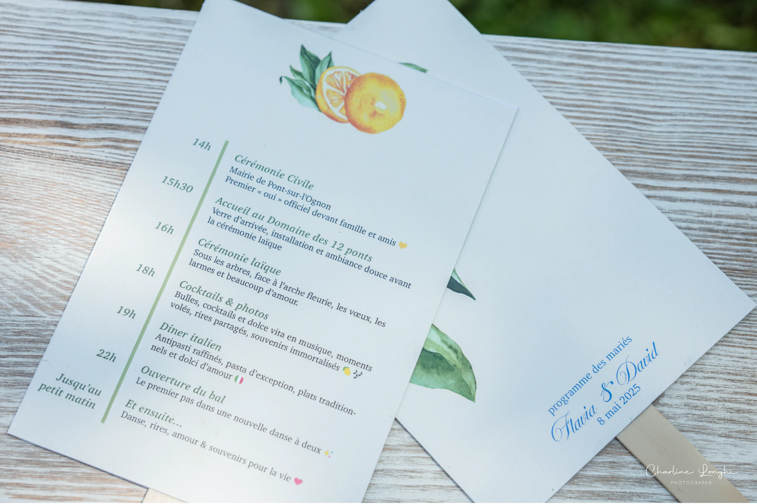 Nom de table sur chevalet pour le mariage Dolce Vita